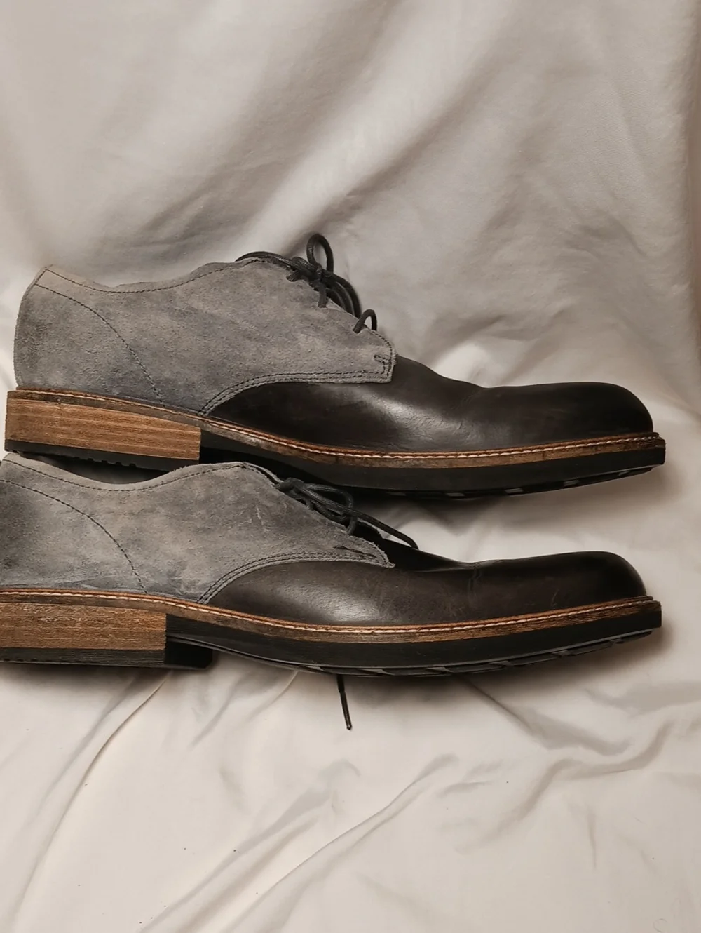 Ecco Men's Two-Tone Gray Leather & Suede Lace-Up Derby Shoes